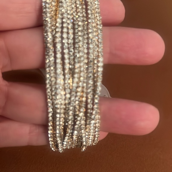 Beautiful crystal multi strand, gold stretch bracelet - Picture 1 of 4